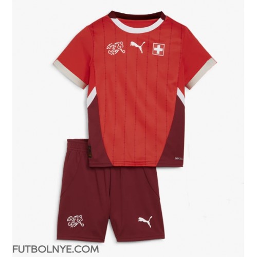 Camiseta Suiza Primera Equipación para niños Eurocopa 2024 manga corta (+ pantalones cortos)